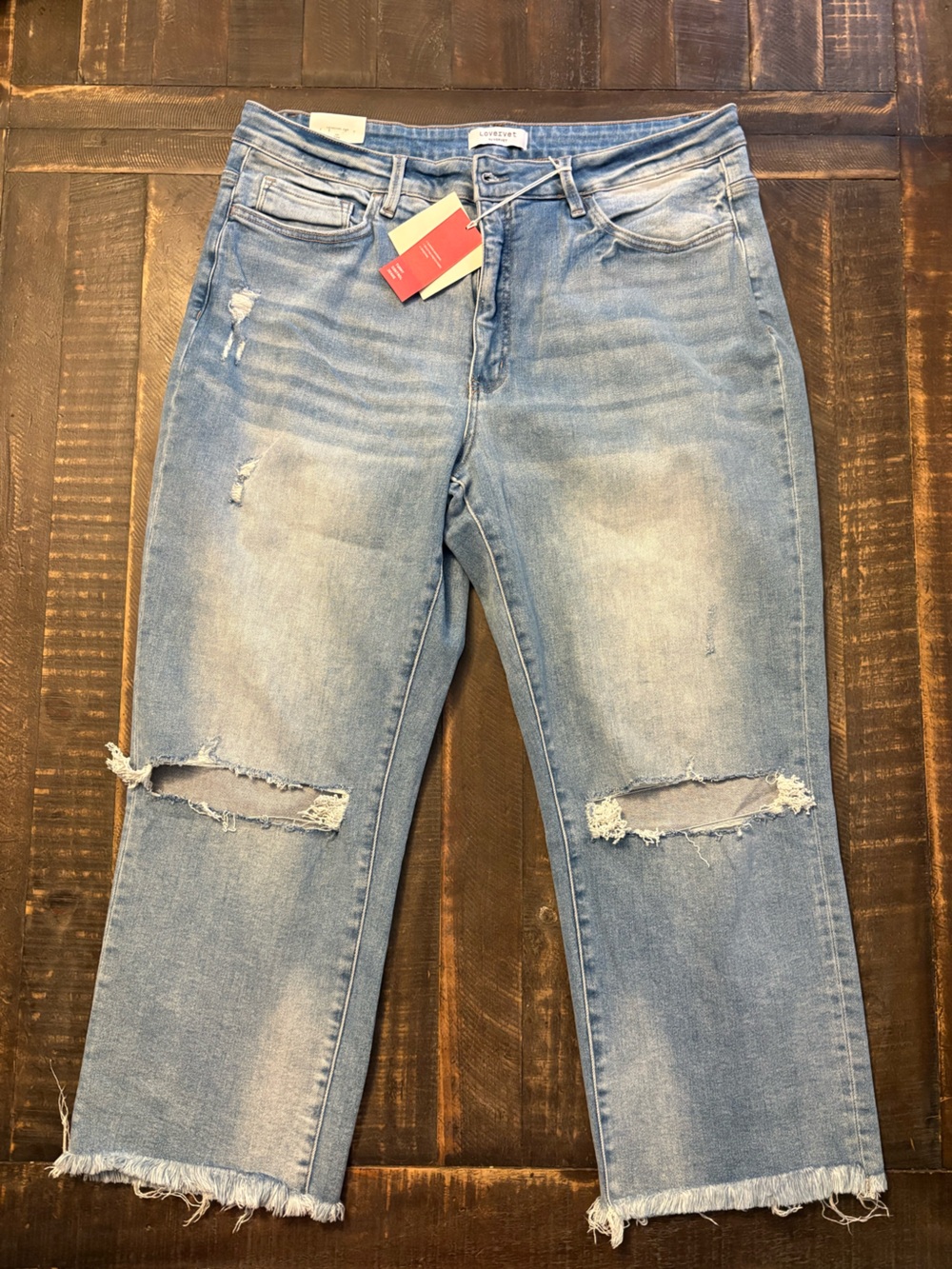 Lovervet by Vervet Woman's High Rise Straight Tummy Control Jeans Distressed Y2K